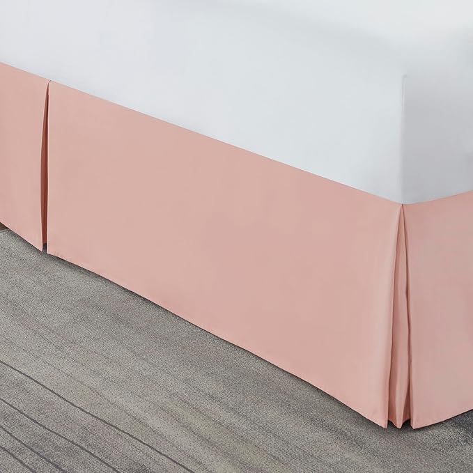 Nestl Peach Beige Bed Skirt Cal King Size - Cal King Bed Skirt 14 Inch Drop - Brushed Microfiber Bed Skirts - Hotel Quality Pleated Bed Skirt - Shrinkage & Fade Resistant