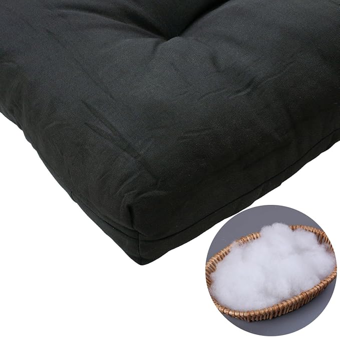 FUNHOME Outdoor Bench Cushion 45 x18 inch with Non-Slip Grips,Water Resistant Porch Swing Cushion,Bench Pillow Pads,Tufted Cushions for Patio Garden Furniture,45" Seat Cushions(Black)