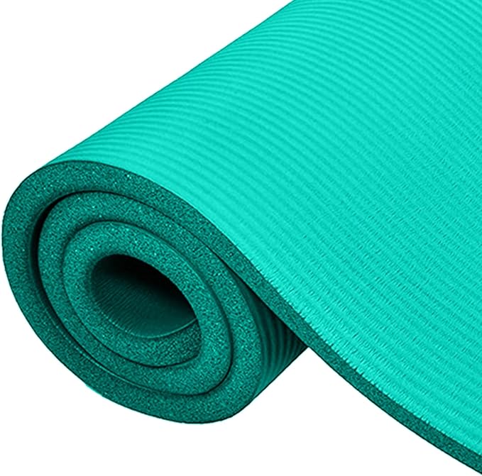 BalanceFrom GoCloud 71x24 Inches Extra Thick Yoga Mat 1-Inch High-Density Foam – Roll-Up Exercise Pad with Double-Sided Non-Slip Surface and Carrying Strap for Pilates and Home Workouts
