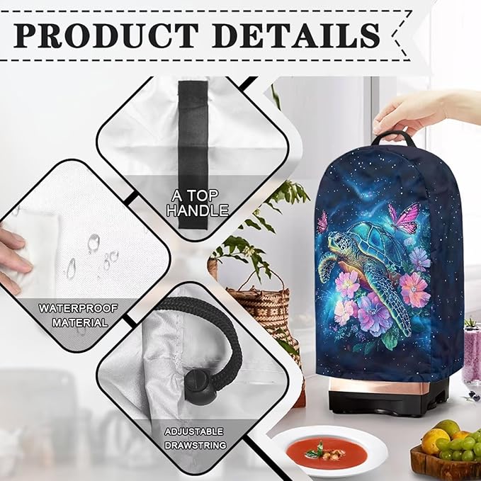 Blender Cover Kitchen Appliance Anti Fingerprint Dust Proof Stain Resistant Coffee Maker Food Processor Stand Mixer Cover for Home Kitchen Decor Hibiscus Floral Sea Turtle