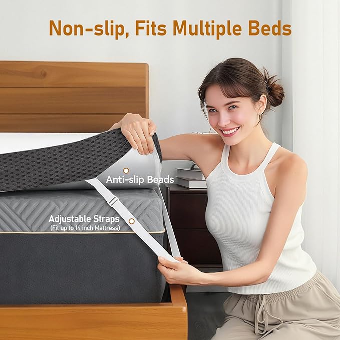 Glendan Firm Mattress Topper Queen: 3 Inch High Density Bed Topper - Extra Support Foam for Back Pain Relief - Breathable Washable Cover with Anti-Slip Straps - CertiPUR-US Oeko-Tex Certified 80x60