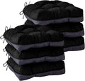 Chair Cushions for Dining Chairs, Seat Cushions for Kitchen Chairs, Indoor Seat Cushions with Ties, Tufted Foam Chair Pads, Non Slip Chair Cushions Set of 6, 15.5" x 15.5" x 4", Black