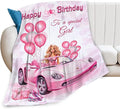 Birthday Blanket Birthday Gifts for Girls Women Pink Throw Blanket for Kids Adults Soft Warm Cozy Fleece Blanket for Couch Sofa Bed 40"x50"