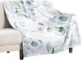 Eucalyptus Leaf Throw Blanket, Watercolor Floral Spring Botanical Green Plants Herb Print Cozy Plush Blanket for Bedroom Living Rooms Sofa Couch, 40"x50"
