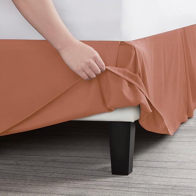 Nestl Rust Twin XL Bed Skirt - Twin XL Size Bed Skirt 14 Inch Drop - Brushed Microfiber Bed Skirts - Hotel Quality Pleated Bed Skirt - Shrinkage & Fade Resistant