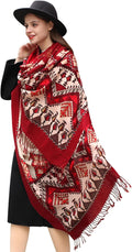 DANA XU 100% Merino Wool Pashmina Shawl for Women 96"x43", Oversized Cashmere Wrap with Tassels, Floral Travel Blanket Cape