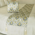 The HomeCentric King/Queen/Twin Grey & Yellow Designer CA King 86"x18" Bed Runner Without Pillow Cover, Quilted, Damask & Tassels Bed Scarf on Jacquard Fabric - Flamey Damask