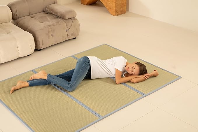 MustMat Tatami Mat Japanese Foldable Mattress Full Size Japanese Floor Bed Mattress Rush Grass (Full)