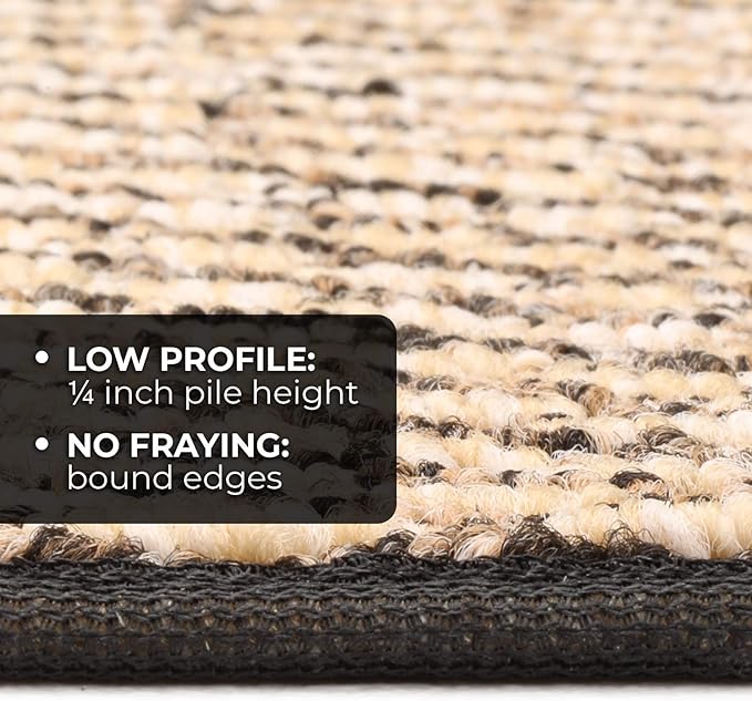 House, Home and More Skid-Resistant Carpet Runner - Black Ripple - 24 Feet X 48 Inches