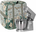 Butterfly Flowers Stand Mixer Dust Cover with Storage Pocket & Handles, Fits All Tilt Head & Bowl Lift Retro Glass Chinese Screen Kitchen Appliance Cover Organizer Botanical Bag Accessories, 6-8 Quart