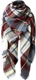 American Trends Women's Cozy Warm Winter Fall Blanket Scarf Stylish Soft Chunky Checked Giant Scarves Shawls