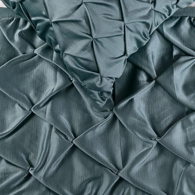 The HomeCentric Designer Blue Twin 53 x 18 inch Bed Runner Without Pillow Cover, Satin Pintucks Bed Scarf, Solid Color Modern - Satin Nights
