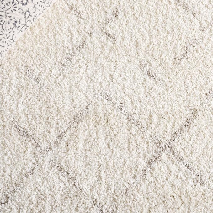 SAFAVIEH Arizona Shag Collection Area Rug - 9' Square, Ivory & Beige, Moroccan Boho Design, Non-Shedding & Easy to Clean, Ideal for Living Room, Bedroom, Dining Space (ASG743A)