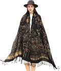 DANA XU 100% Merino Wool Pashmina Shawl for Women 96"x43", Oversized Cashmere Wrap with Tassels, Floral Travel Blanket Cape