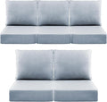 Luxury 6" Outdoor Cushions for Patio Furniture, 24x24x6" Thick Seat Cushion Set of 5, Fade Resistant Couch Chair Replacement Cushions High Density Wicker Chair Cushion w/ Removable Cover Baby Blue