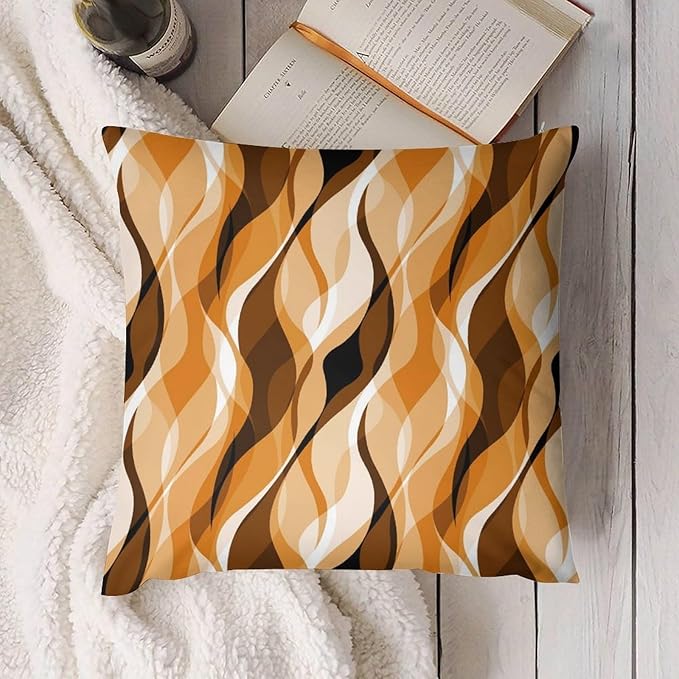 Orange Throw Pillow Covers Modern Abstract Burnt Orange Striped Decorations for Bedroom Living Room Farmhouse Sofa Pillows Bed Couch 16x16 Inch