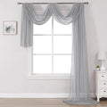 DONREN Grey Window Scarf for Background - Luxury Soft Sheer Scarf Add to Window Curtains for Enhanced Effect (34 by 216 Inch,1 Pack)