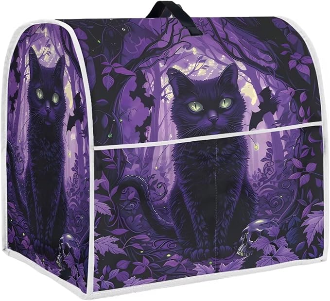 Black Cat Stand Mixer Cover Washable Kitchen Appliance Cover for 4.5-5 Quart Mixers Dustproof & Oilproof Food Processor Covers for Home Aid Mixers Accessories Halloween Kitchen Decor