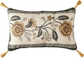 ISAENNE Design Linen Chinoiserie Rectangle Throw Pillow Covers 12"x20", Farmhouse Cushion Covers with Yellow Floral Birds Pattern Decoration Pillowcases for Bed,Living Room,Outdoor,Car