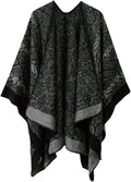 Women's Vintage Pattern Open Front Poncho Cape Shawl Winter Shawl Wraps