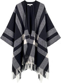 Moss Rose Women's Travel Plaid Shawl Wrap Open Front Poncho Cape for Fall Winter