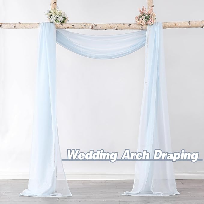 DONREN Baby Blue 144 Inch Length Sheer Window Scarf - Perfect As Valance Scarves As Well As Bed Canopy Or Wedding Decoration. (W 34 x L 144 One Panel)