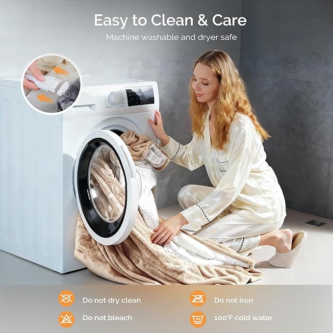 Heated Blanket Electric Blanket Twin 62"x84" Fast Heating Electric Blanket with 10 Heat Levels & 10 Hours Auto-Off Overheat Protection Cozy Soft Flannel Heated Throw Blanket