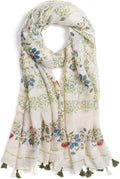 Scarf for Women Lightweight Soft Floral Leopard Printed Scarves Fall Winter Fashion Shawl Wrap with Fringe