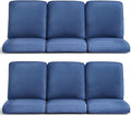Patio Chair Cushions 6 Packs - Outside High Back Thick Water-Resistant Cushion 22x24 for Outdoor Glider Rocking Chairs Loveseat 3-Seater Couch Sofa – Blue/Regular
