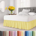 Wrap Around Dust Ruffle Bed Skirt - Yellow - for King Size Beds with 24 Inch Drop - Easy Fit Elastic Strap - Adjustable Pleated Bedskirt w/Brushed Fabric - Wrinkle Free - for Women, Men, Kids & Teens