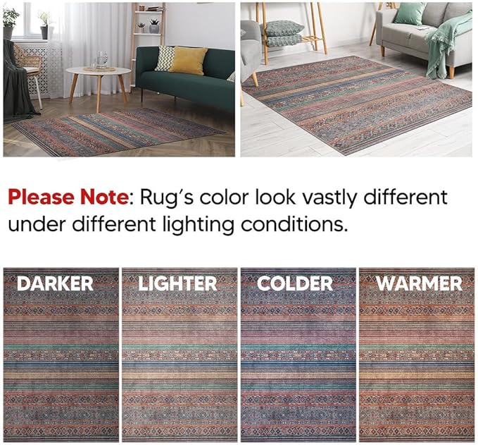 Keen Home Design 2x12 Rug - Machine Washable Runner Rug with Non-Slip Backing, Ideal for Hallway, Entryway, Kitchen, Laundry Room - Vintage, Easy Clean, Durable, Low Pile - (2'6" x 12')