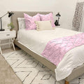 Bed Runner Set - 100% Pure Cotton 800 Thread Count - Luxury 1 Pinch Pleated Bed Runner and 2 Pillow Cover - 3 Piece Pinch Pleated Bed Runner Set California King, Pink