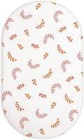Bassinet Sheet for Baby Boy and Girl, Fitted Sheets for Rectangle, Oval, Hourglass Bassinet Mattress, Muslin Moses Basket Sheets with Neutral Style (Leaf)