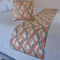 The HomeCentric King/Queen/Twin Orange Luxury Twin 53"x18" Bed Runner with Two Pillow Cover, Swirls & Quilted Bed Scarf on Jacquard Fabric - Orange Twirls
