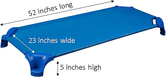 Sprogs Deluxe Heavy-Duty Childrens Standard 52"L Stackable Daycare Cot with Easy Lift Corners Cots for Preschool Kids Sleeping, Resting, and Naptime