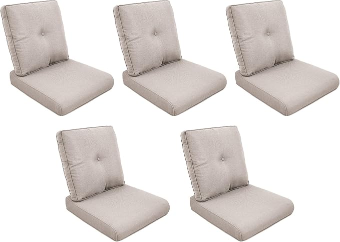 Patio Cushions for Outdoor Furniture - 22" x 25" x 4" UV Resistant Thick Foam Cushions Water Resistant Replacement Cushion for Outdoor Patio Furniture Chair/Sofa/Couch | Beige | 5-Pack |