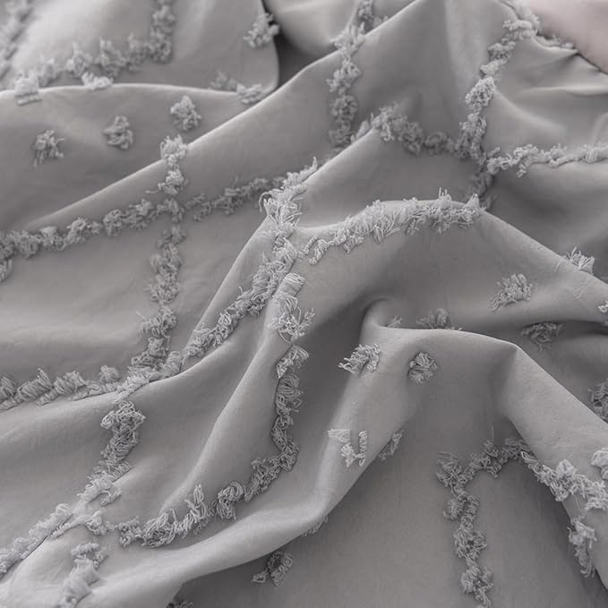 Bed Skirt Full Size Ruffled Bed Skirt with Split Corners, 18 Inch Drop Dust Ruffle Bed Skirts with Platform, Boho Tufted Shabby Chic Full Size Bed Skirts, Light Grey