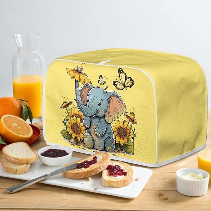 ZFRXIGN Elephant Sunflower Toaster Cover 2 Slice Small Appliance Covers Kitchen Microwave Oven Dust Cover Case Protector Waterproof Toaster Covers Butterfly Yellow
