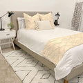 Bed Runner Set - 100% Pure Cotton 800 Thread Count - Luxury 1 Pinch Pleated Bed Runner and 2 Pillow Cover - 3 Piece Pinch Pleated Bed Runner Set King, Ivory