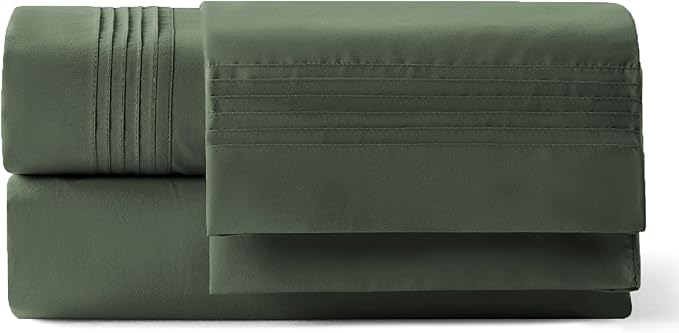 Bedsure Deep Pocket King Sheet Set - Fits Mattresses Up to 21 Inches Thick - 4 Piece GentleSoft Bed Sheets, Moisture Wicking, Soft & Cooling Bedsheet & Pillowcases, Easy & Secure Fit, Olive Green