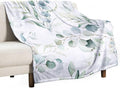 Eucalyptus Leaf Throw Blanket, Watercolor Floral Spring Botanical Green Plants Herb Print Cozy Plush Blanket for Bedroom Living Rooms Sofa Couch, 50"x60"