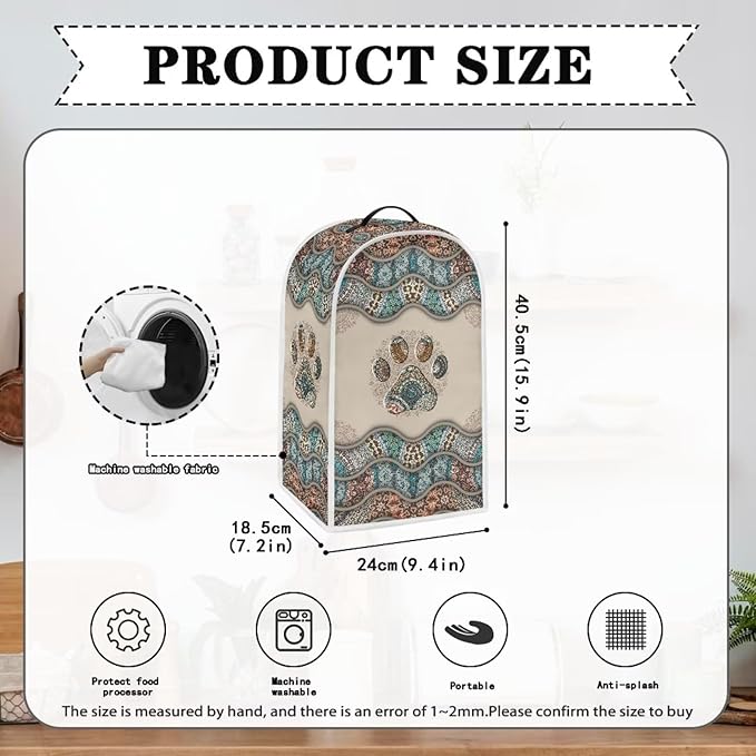Talayituse Boho Paw Print Blender Dust Cover, Fingerprint Protection Cover for Stand Mixer or Coffee Machine, Home Kitchen Appliance Cover for Stain Dust Resistant Supplies