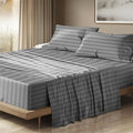 THREAD SPREAD Egyptian Cotton Sheets King Size - 1500 Thread Count 4 PC Damask Sheet Set Egyptian Cotton, Luxury Sheet King Size, Soft, Cooling Deep Pocket Sheets, Fits Upto 19" - Dark Grey Stripe
