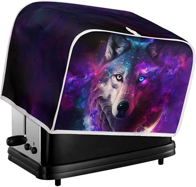 ZFRXIGN Galaxy Wolf Toaster Cover, 4 Slice Toaster Bag, Stain Resistant, Purple