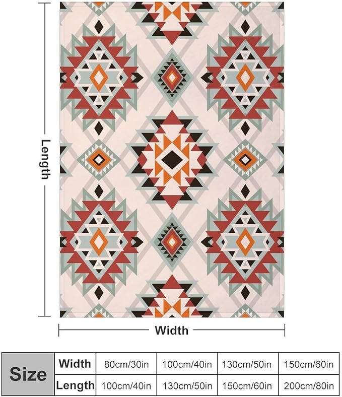 Southwest Style Blanket, Boho Geometric Print Throw Blanket Tribal Aztec Blanket for Couch Bed Sofa Cover Throw Home DéCor 30"x40"