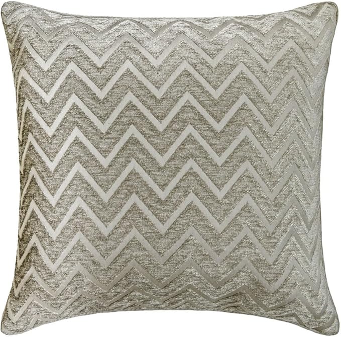 The HomeCentric King/Queen/Twin Silver Decorative Twin 53"x18" Bed Runner with Two Pillow Cover, Chevron Bed Scarf on Jacquard Fabric - Silver Gleam Chevron