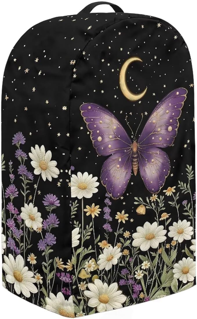 Butterfly Moon Floral Blender Cover Dust Cover Delicate Appliance Dust Cover for Small Food Processor Coffee Maker Juice Maker Purple Butterfly
