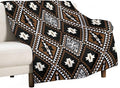 Rustic Western Throw Blanket, Southwestern Bohemian Ethnic Style Native Aztec Pattern Flannel Blanket for Sofa Bed, All Seasons 50"x60"
