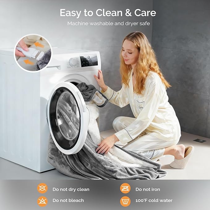Heated Blanket Electric Blanket Queen Size 84"x90" Fast Heating Electric Blanket with Dual Control 10 Heat Levels & 10 Hours Auto-Off Overheat Protection Cozy Soft Flannel Heated Throw Blanket