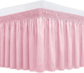 Biscaynebay Wrap Around Bed Skirts for King & Cal King Beds 15" Drop, Pink Adjustable Elastic Dust Ruffles Easy Fit Wrinkle & Fade Resistant Silky Luxurious Fabric Machine Washable